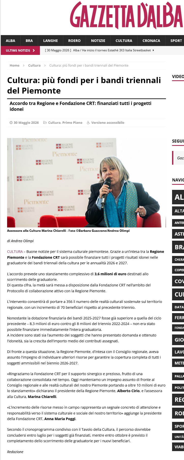 Immagine articolo su Gazzetta d'Alba