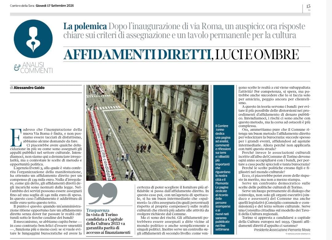 Screenshot dell'articolo del Corriere